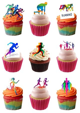 27 Stand Up Runner Running Themed Edible Wafer Paper Cake Toppers Decorations