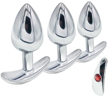 SM Analplug Set Metall Buttplug Mit T-Bar Basis, S/M/L Tragbare Anal Plug | Edelstahl, Anal Trainer, Anal Dildo, Kristall Diamant, G-Punkt Prostata Stimulator, Dilatator, Sexspielzeug Für Frauen Männer