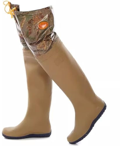 YJANZP Watstiefel wasserdichte Nylon-Wathose mit Verstellbarer Kordelzug-Sohle, rutschfest, für Angeln im Teichschlamm(Size:35 EU)