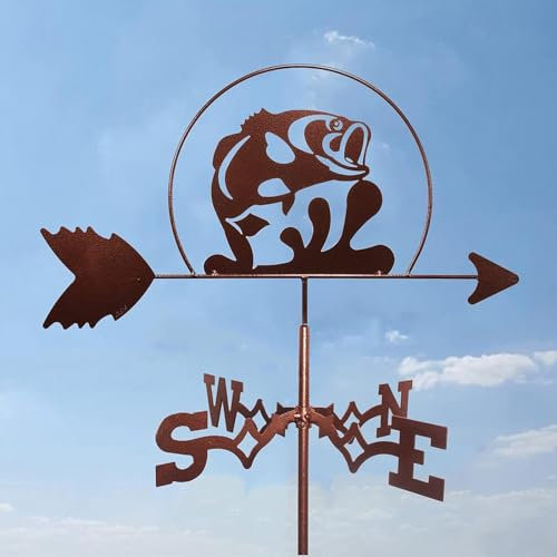 Fisch-Wetterfahne mit Dachhalterung, dekorative Windfahne, Wetterfahne, Gartenhalterung, Hofpfahl, Outdoor-Gartenpfahl, Wetterfahne, professionelles Messwerkzeug, Garten, Hof, Fisch 5