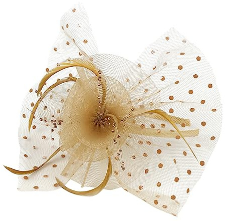 CONGARTENO Vintage Fascinator Hut aus Goldfarbener Netzgarnspitze mit Blumen Elegantes Haarband für Festival Party und Karneval als Stilvoller Cosplay Kopfschmuck
