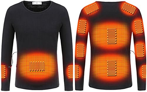 Heated Jumpers for Men UK Sale,Heated Sweatershirt Electric USB Heater Clothes Winter Warm Underwear Heated Body Warmer 9 Heating Zones Heated Jumper Puoover Tops for Motorbike(No Battery)