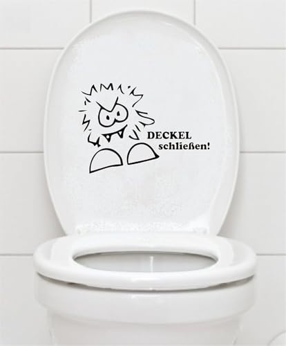 Toilettendeckel-Aufkleber, 13 x 20 cm, mit Aufforderung den Deckel herunterzulassen