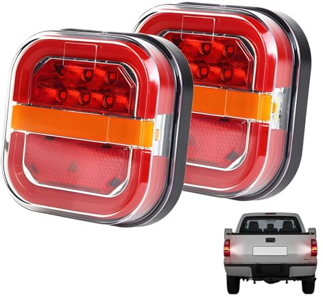 Krtopo Anhänger Rückleuchten 2pcs 12V-36V Heckleuchten Leuchteanhänger Beleuchtung Anhängerbeleuchtung Blinker Bremse Fahrlicht Funktion Wasserdicht 210mm Kabel für Trailer Caravan Van RV