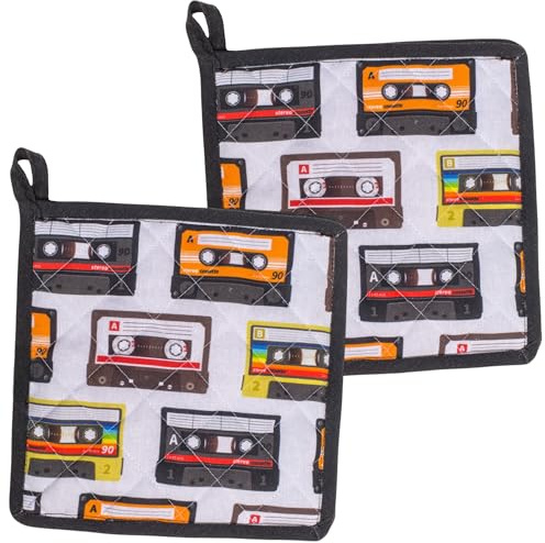 MIJOMA Topflappen 2er Set Kassette aus Baumwolle mit Polyesterfüllung für Küche und Backofen