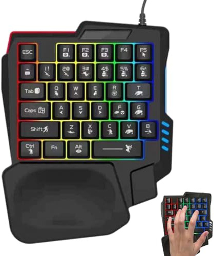 Oneee - Teclado para juegos de una sola mano, antideslizante, teclados profesionales, teclado de una sola mano, teclado portátil para juegos para el hogar, viajes, hotel, escuela