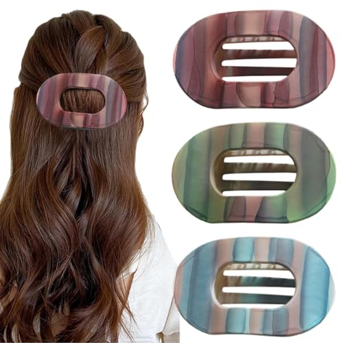 NHQZ 3 Stück Flat Claw Clip, Haarklammern Für Damen, Hair Clip， Haarspange Flach Damen, Haarklammer Für Dunn Haar, Starker Halt Seitliche Haarklammern(3Farbe)