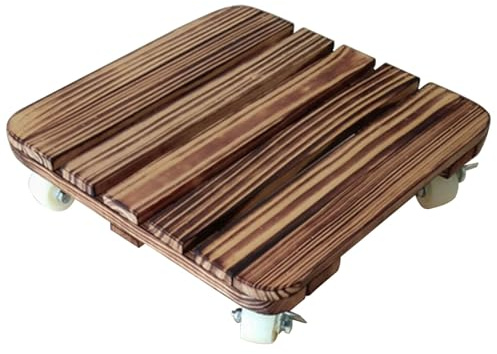 Sottovaso con Ruote for piante in legno massello con ruote bloccabili da 25-55cm,Carrello Portavasi mobile per piante per uso interno ed esterno,Carrello per Piante per fioriera da 50-120 kg(B,50x50cm