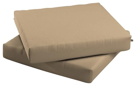 California Umbrella Outdoor Replacement Patio Chair Pad Set of 2, 18 x 18 Inch, Premium Outdoor Memory Foam, Fade Resistant Solstice Olefin Fabric, Fabric Ties, Beige