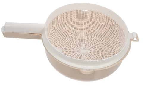 Alipis Scolapasta Cesto Scolaverdure da Cucina a Doppio Strato in Plastica Beige Manico per Lavaggio e Asciugatura Multifunzionale di Frutta e Verdura