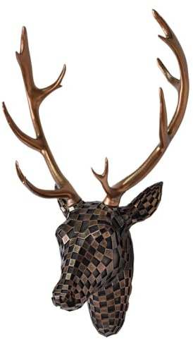 GIGICICI Tierköpfe Wanddekoration, künstlicher Hirschhalter, Kunstharz, Tierkopf-Wandskulpturen, Dekoration, hängende Dekoration für Wohnzimmer, Schlafzimmer, Küche, Geschenk, Braun