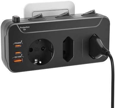 Presa Multipla Salvaspazio,Prese USB Multiple con Ricarica Rapida PD20W