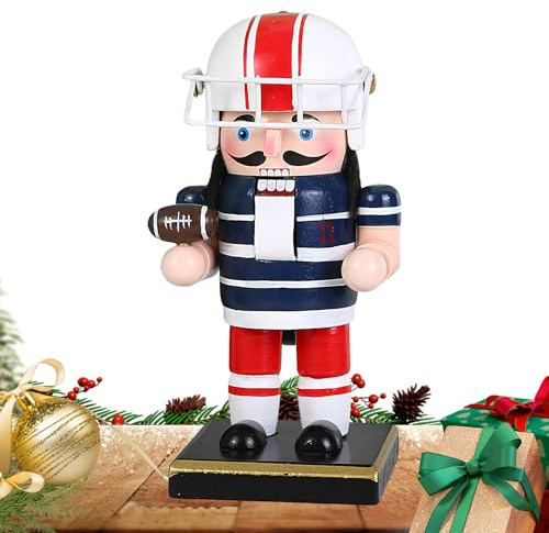 Figuras De Cascanueces Decorativas | Cascanueces De 15 Cm Futbolista Beisbolista Temáticos Deportivos Para Repisa | de Madera Coleccionables para Centro de Mesa Mantel Hogar Navidad Decoracion de