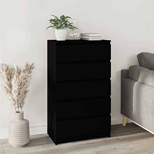 Black Plywood Chest of Drawers 60x36x103 cm, Bedroom Dresser, Modern Furniture, Wardrobe Storage, Bedroom nizer, Stylish Drawers - 823017