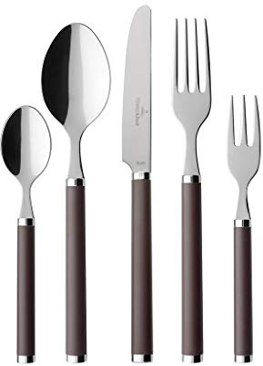 Villeroy & Boch Play Chocolate Brown Ménagère 60 pièces en acier inoxydable avec manche en plastique marron pour jusqu'à 12 personnes