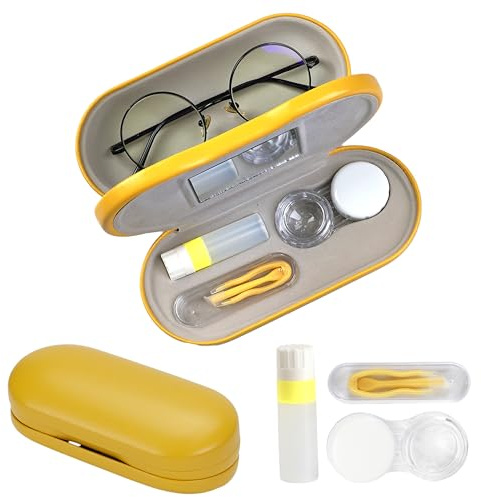Lasiyanor 2 in 1 Eyeglass Case Portable Double Sided Contact Lens Box