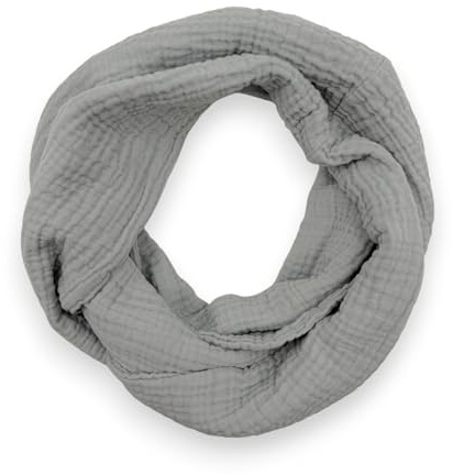 Ziona Damen Musselin Loop Schal Uni Baumwolle Frühling Herbst Made in Italy