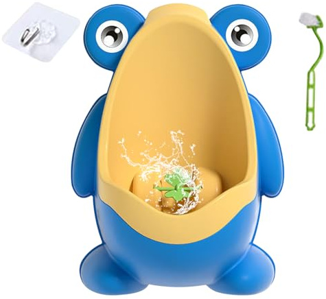 Urinoir d'entraînement grenouille, 22,5 x 16 x 29 cm, 340 g, toilettes portables avec design interactif amovible en ABS, pot de salle de bain mural pour entraînement à la maison pratique