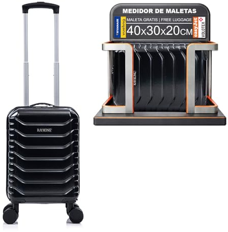 RAYKONG Maleta de Cabina ABS 40x30x20(24L)|Capacidad Maxima| Equipaje de Mano con Ruedas Desmontables para Ryanair | Vueling | EasyJet - Negro