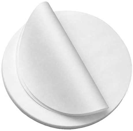 100 Pcs 5.5in Round Baking Paper - Premium Non-Stick Cake Tin Liners - Greaseproof Parchment Paper for Baking, Air Fryer, Springform Pans and Tortilla Press - White
