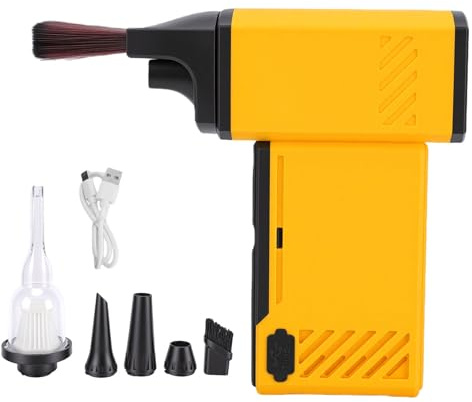 Fabater Soffiatore, Spolverino Elettrico Senza Fili Ad Alta velocità da 130.000 Giri/min con Doppia Batteria da 2500 MAh per Spolverare L'elettronica per la Pulizia 'auto (YELLOW)