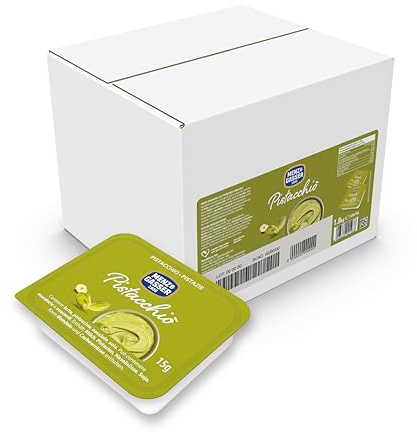 Menz&Gasser Crema di Pistacchio e Nocciole, 120 Porzioni Monouso da 15g, per Colazione Healthy e Dessert, Merenda per Scuola e Ufficio, Consistenza Liscia Vellutata, Sostenibile, Tradizione dal 1935