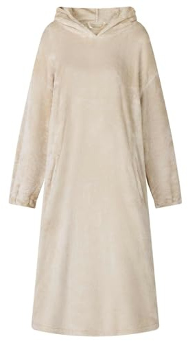 GeenYuu Decken-Hoodie Beige aus weichem Flanell M Größe mit extra warmer Kapuze und praktischer Tasche für gemütliche Loungewear zuhause im Winter und Herbst zum Wohlfühlen und Entspannen