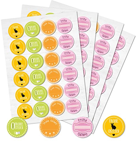 Logbuch-Verlag 96 runde Osteraufkleber Frohe Ostern Sticker Geschenkaufkleber Deko Verpackung Namensaufkleber