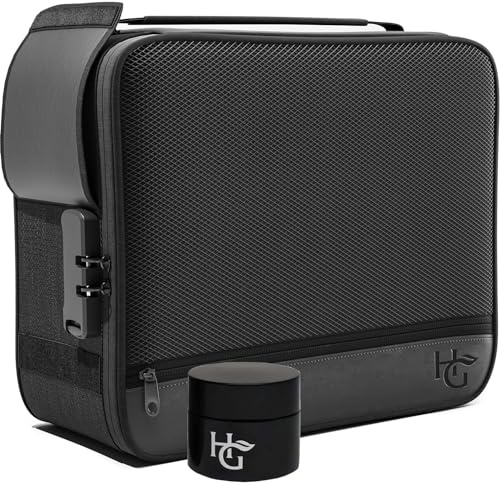 Herb Guard Große, fasst 85 ml Kräuter und Gewürze – verbesserte Premium-YKK-Reißverschlüsse – inklusive geruchsdichtem Glas, integriertem Tablett und Reisetaschen