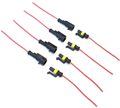 Qiorange 4 Set 1-Polig Kabel Steckverbinder Stecker, Auto Wasserdicht Elektrische Stecker, Anschluss Stecker mit Draht, Verbindungsstecker Wasserdicht für KFZ/LKW/Auto/Motorrad