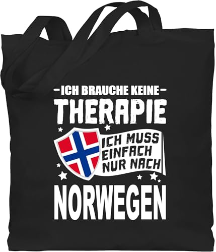 Shirtracer - Baumwolltasche - Länder Fahnen und Flaggen - Ich brauche keine Therapie Ich muss einfach nur nach Norwegen - weiß