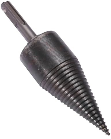 DOITOOL 38mm Firewood Log Splitter Wood Splitter Drill,Heavy Duty Drill Screw Cone Driver Electric Wood Splitting Drill Bits (Black, Round Shank)