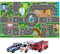 Kids Globe Spielteppich mit Auto Set (leuchtende Ampeln, Kinder-Teppich mit Feuerwehrauto Polizeiauto Rettungswagen, Größe 120x72 cm, inkl. Batterie)