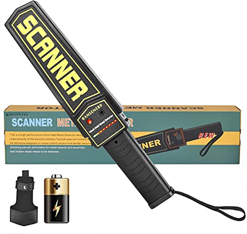 RANSENERS Hand held Metal Detector Wand,Handheld Metal Detector Wand Security Scanner,High-Sensitivity Security Wand Metal Detector,Battery Powered, Security Wand Body Scanner with Light