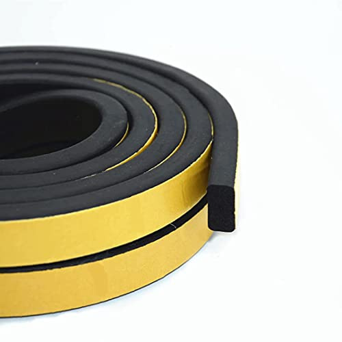 Dichtungsband für Türen, Türdichtung I-Profil Gummidichtung Fensterspalten gegen kalte Zugluft, Lärm (I-Profil Schwarz 20mm (B) x 10mm (D), 4 Meter)