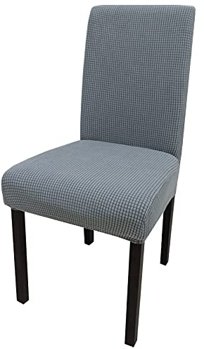 Leeyunbee Stretch Stuhlhussen 6er Set, Jacquard Grau Stuhlbezug | Abnehmbarer, Waschbarer, Polyester-Elasthan, Elastische Beschützer Stuhlüberzüge, für Esszimmer Hochzeit Partys Bankett Deko