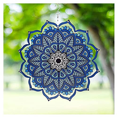Hängender Wind Spinner Edelstahl Geschenk Wert Indoor Outdoor Garten Dekoration Handwerk Ornamente 12 Zoll 3D kinetische Gartenskulpturen Multi Color Mandala Wind Catchers