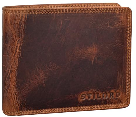 STILORD Lunis Leder Geldbörse RFID Herren Vintage Portemonnaie mit Münzfach Echtleder Brieftasche Kartenetui Slim Wallet Geldbeutel für Männer Farbe:Kara - Cognac