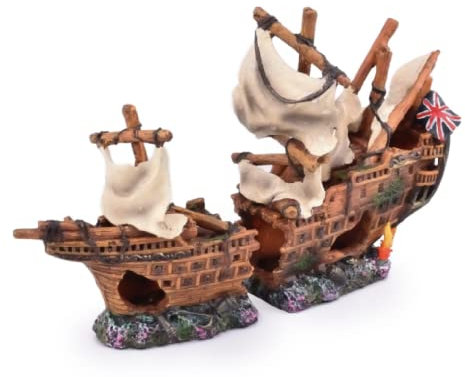 Aquarium Dekoration Aquarium Ornamente Fisch Tank ​Dekoration Aquarium Landschaftsbau Dekoration Piratenschiff Wrack Wrack Aquarium Versteck Loch Kleine Ornament Cartoon Aquarium Skulptur Landschaft,2