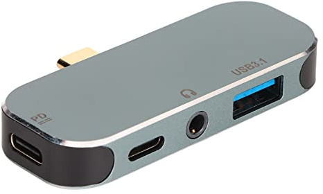 USB-C Hub, 5 en 1 Tipo C Hub Hot Swapable PD Carga 10Gbps 100W Tipo-C+Aux+Usb3.1+Aux+Usb2.0 Adaptador de Estación de Acoplamiento USB C para Win/Android para Os X