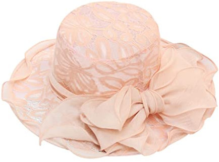 Zhiyao Damenhut Sommer Hut Strandmütze Strohhut mit Breiter Krempe UPF 50+ Elegant Hut Sommerhut Frauen Herren Hut für Sommer Strand Kirche Party Hochzeit