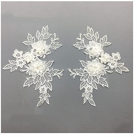 GIVBRO 3D-Blume bestickte Spitzenapplikationen Kragen Patches Fake Kragen für Hemd Kleid DIY Handwerk Kostüm Zubehör Weiß