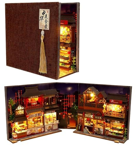 ZQWE 3D Holz Buchständer Puzzle DIY Puppenhaus Holz Buchstützen Buch Nook Modell Bauset mit LED Licht für Jugendliche und Erwachsene zum Bauen Kreativität Geschenk für Geburtstage Halloween
