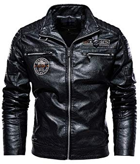 Naxxramas Chaqueta de Cuero para Hombre, Traje de Motocicleta, Chaqueta de Ocio Al Aire Libre Clásico Chaqueta Moda (Negro,S)