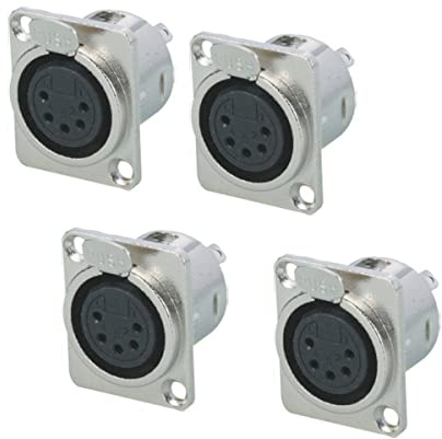 5 Pin XLR Female Socket Metall Panel Mount Chassis Mikrofon Audio Jack D-Type Connector Adapter 4 Stück