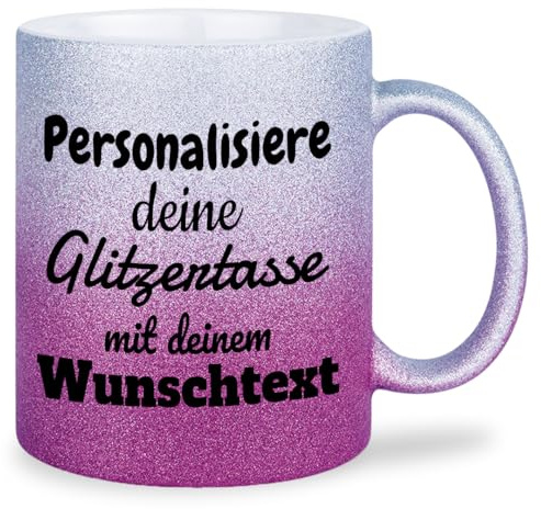 glitzertassen.de® | Personalisiert mit deinem Wunschtext | Tasse mit Glitzer | Geschenkidee | Geburtstag | Kaffeetasse | lustige Sprüche | Keramik | 330 ml | Silberviolett
