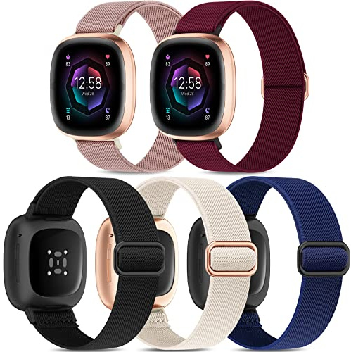 Higgs Armbänder kompatibel mit Fitbit Versa 4 Armband / Fitbit Versa 3 Armband / Fitbit Sense 2 Bänder für Damen und Herren, weiches elastisches Nylon-Sport-Ersatzband für Versa 4/Versa 3/Sense, Farbe
