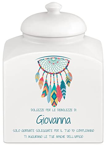 Maverton Biscottiera in ceramica, stampa personalizzata | Barattolo da cucina 3 L, protezione ermetica del barattolo per dolci, pensiero speciale per la donna, acchiappasogni