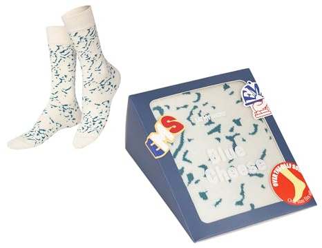 EAT MY SOCKS - Calzini originali e divertenti - Motivo a forma di formaggio blu - Calzini alti - Comfort e durata - Ideali per uomini e donne - Taglie da 36 a 45-1 paio