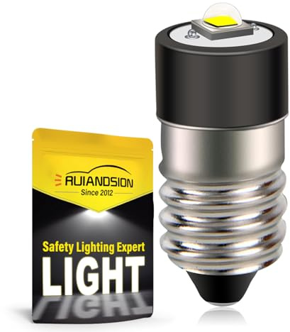 Ruiandsion E10 LED Flashlight Bulbs 1-9V Miniature Screw Indicator Light Bulbs Upgrade for Headlamps Flashlights Bike Work Lights Microscope Lamp (Pack of 1)